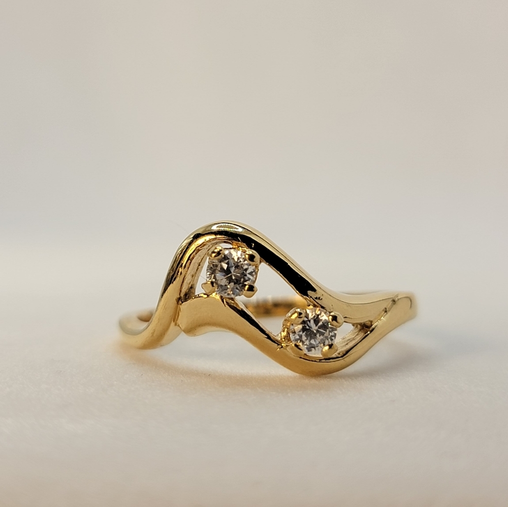 Vintage Ring Signed COP 92 Gold Plated CZ Diamonds Size 9 Castings on Parade
